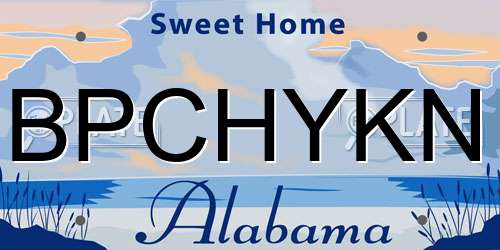 BPCHYKN Alabama License Plate