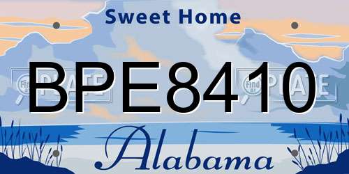 BPE8410 Alabama License Plate