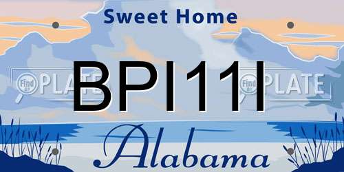 BPI11I Alabama License Plate