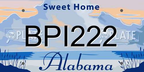 BPI222 Alabama License Plate
