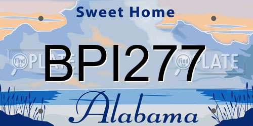 BPI277 Alabama License Plate