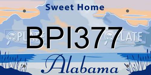 BPI377 Alabama License Plate