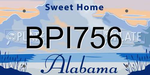 BPI756 Alabama License Plate