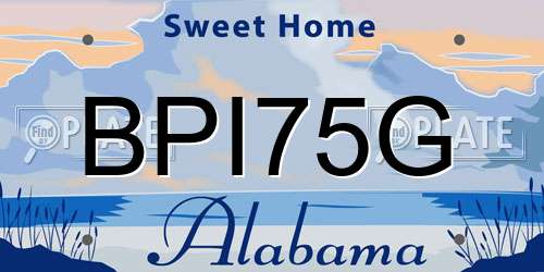 BPI75G Alabama License Plate