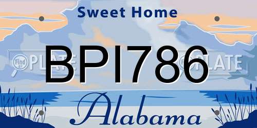 BPI786 Alabama License Plate