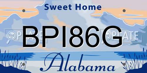 BPI86G Alabama License Plate