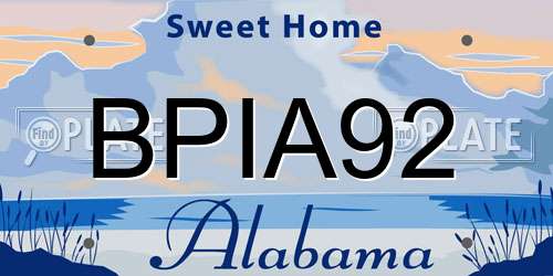 BPIA92 Alabama License Plate