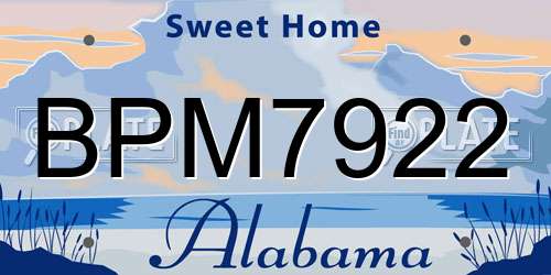 BPM7922 Alabama License Plate
