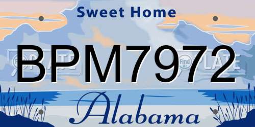 BPM7972 Alabama License Plate