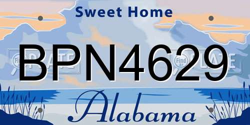 BPN4629 Alabama License Plate
