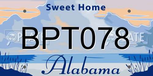 BPT078 Alabama License Plate