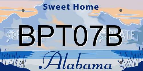BPT07B Alabama License Plate
