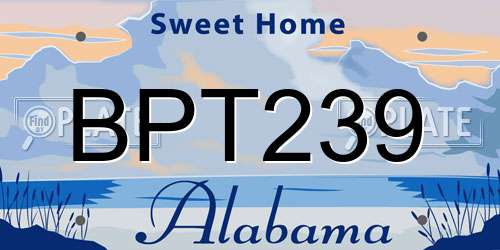 BPT239 Alabama License Plate