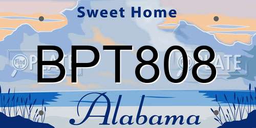 BPT808 Alabama License Plate