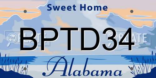 BPTD34 Alabama License Plate
