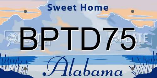 BPTD75 Alabama License Plate