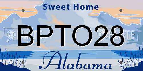 BPTO28 Alabama License Plate