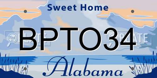 BPTO34 Alabama License Plate