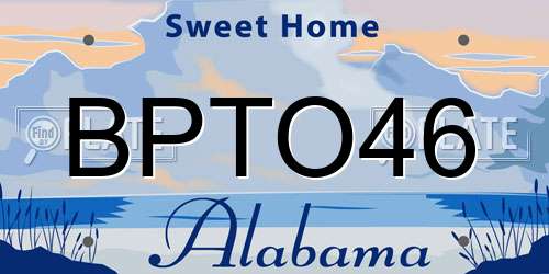 BPTO46 Alabama License Plate