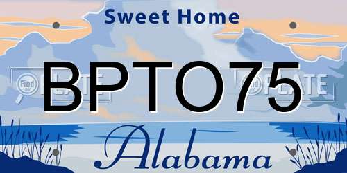 BPTO75 Alabama License Plate