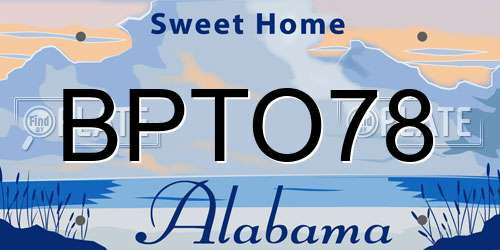 BPTO78 Alabama License Plate