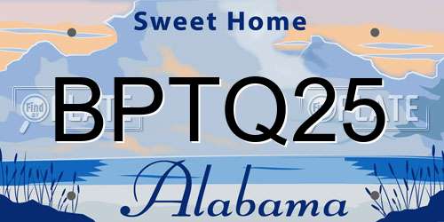 BPTQ25 Alabama License Plate