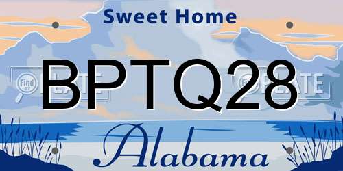 BPTQ28 Alabama License Plate