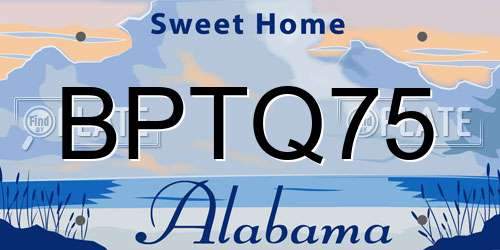 BPTQ75 Alabama License Plate