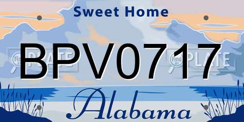 BPV0717 Alabama License Plate