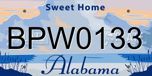 BPW0133 Alabama License Plate