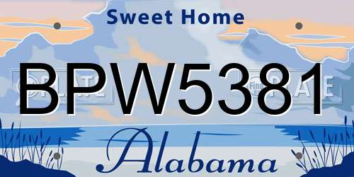BPW5381 Alabama License Plate