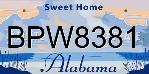 BPW8381 Alabama License Plate