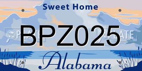 BPZ025 Alabama License Plate