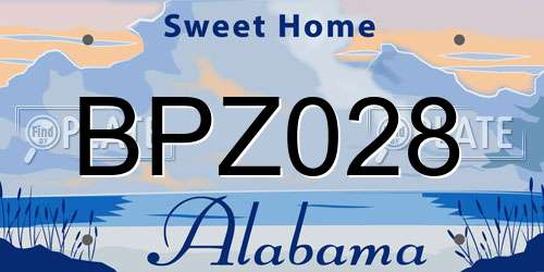 BPZ028 Alabama License Plate