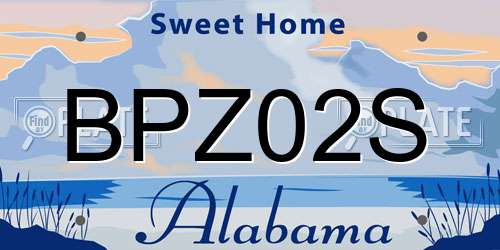 BPZ02S Alabama License Plate