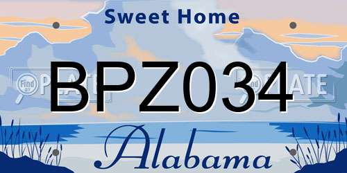 BPZ034 Alabama License Plate