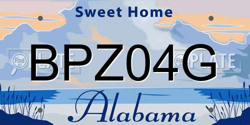 BPZ04G Alabama License Plate