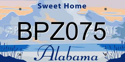 BPZ075 Alabama License Plate