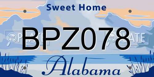 BPZ078 Alabama License Plate