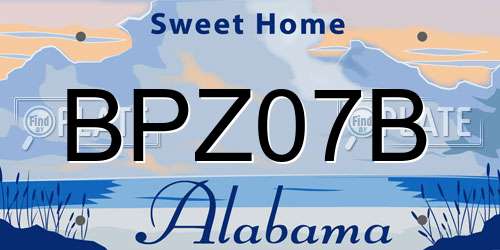 BPZ07B Alabama License Plate