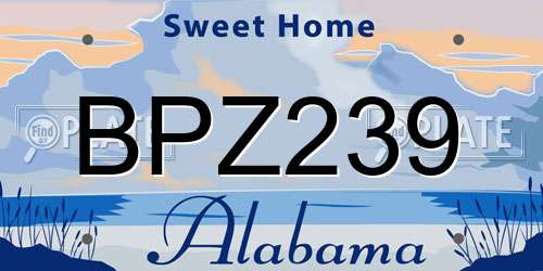 BPZ239 Alabama License Plate