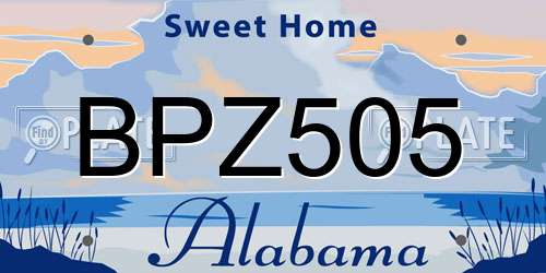 BPZ505 Alabama License Plate