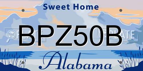 BPZ50B Alabama License Plate