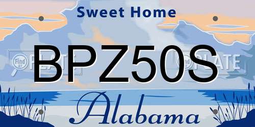 BPZ50S Alabama License Plate