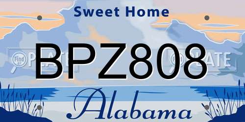 BPZ808 Alabama License Plate