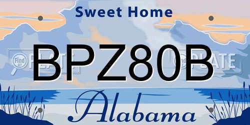 BPZ80B Alabama License Plate
