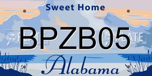 BPZB05 Alabama License Plate