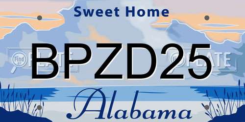 BPZD25 Alabama License Plate