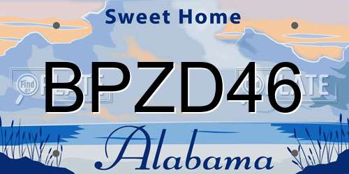 BPZD46 Alabama License Plate