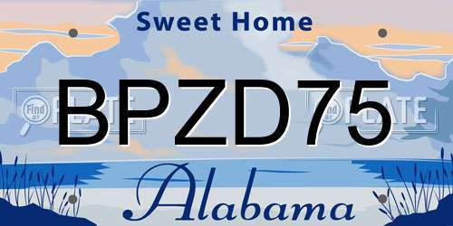 BPZD75 Alabama License Plate